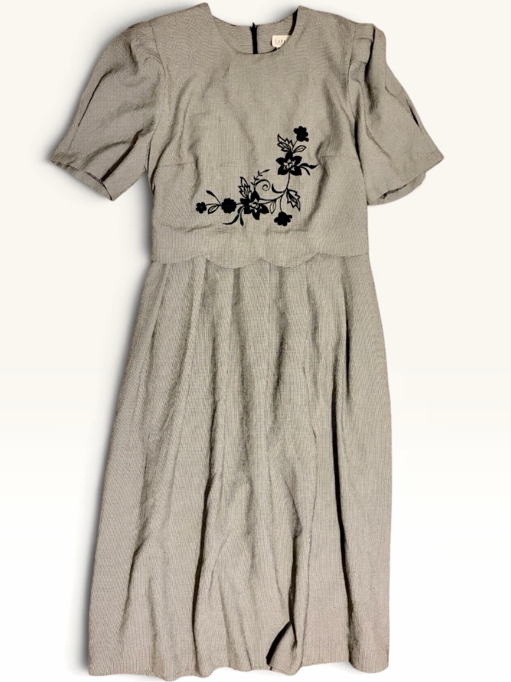 VINTAGE Lady Dorby Houndstooth Embroidered Midi Dress 14W